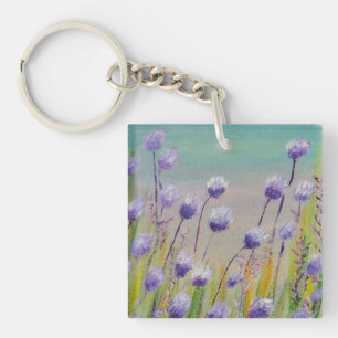 Purple wildflowers keychain