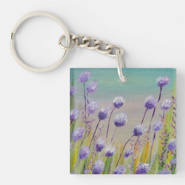 Purple wildflowers keychain (Front)