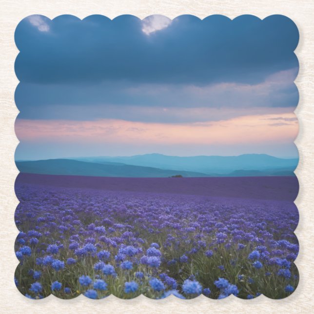 Purple Wildflowers Paper Coaster (Front)