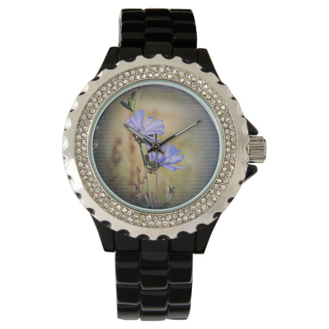 Purple Wildflowers - Rhinestone Watch (Front)