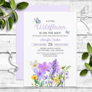 Purple Wildflowers Theme Baby Shower Invitation