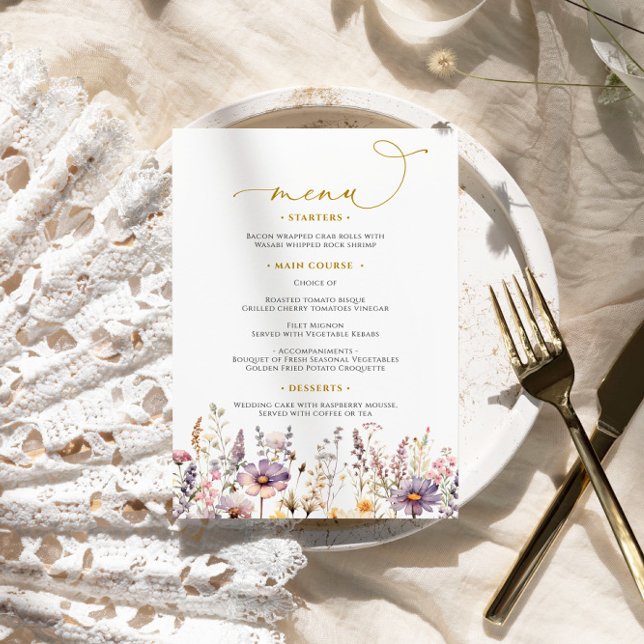 Purple Wildflowers Wedding Menu (Creator Uploaded)