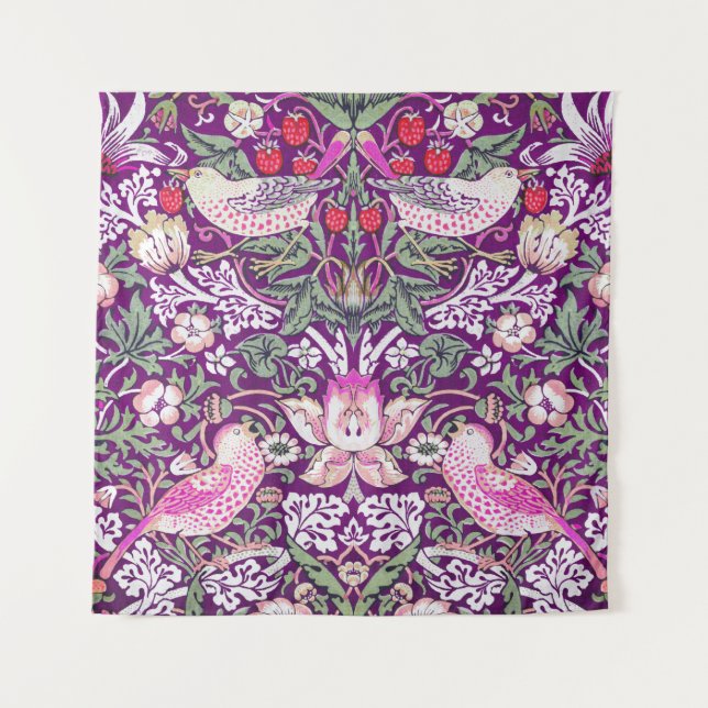  Purple William Morris Strawberry Thief   Tapestry (Front)
