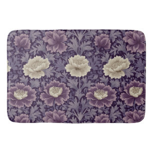 Purple William Morris Style Floral  Bath Mat