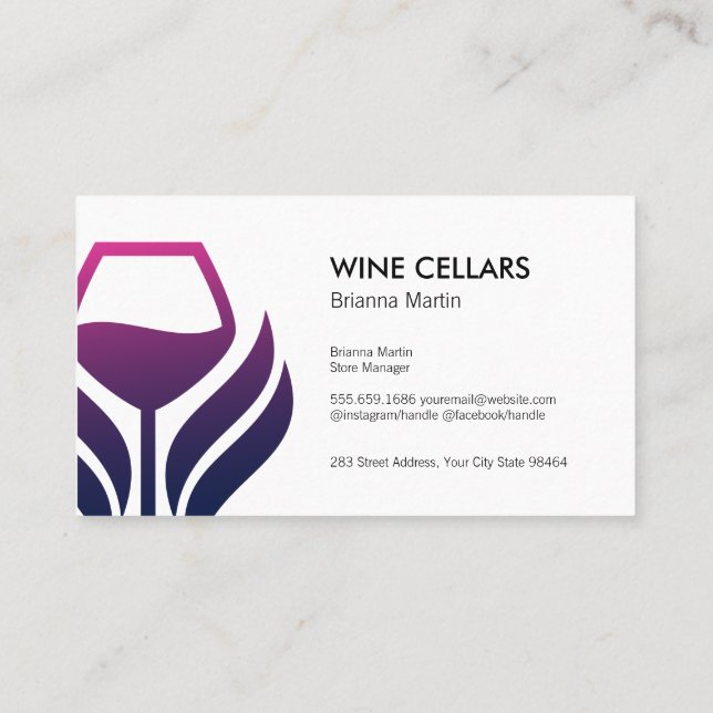 Purple Wine Glass Logo Appointment Card (Back)
