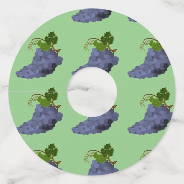 Purple Wine Grapes Wine Glass Tag (Front)