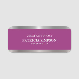 Purple Wine & Silver Metallic: Modern And Classic Name Tag