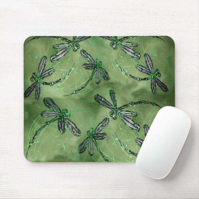 Purple Winged Dragonflies Mouse Pad (With Mouse)