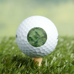 Purple Winged Dragonflies on Soft Lime Green Golf Balls