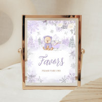 Purple Winter Bear Baby Shower Favours