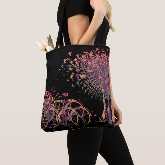 Purple Winter Leaves Trees Tote Bag (Close Up)