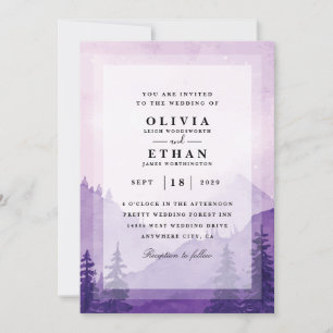 purple winter wedding invitations