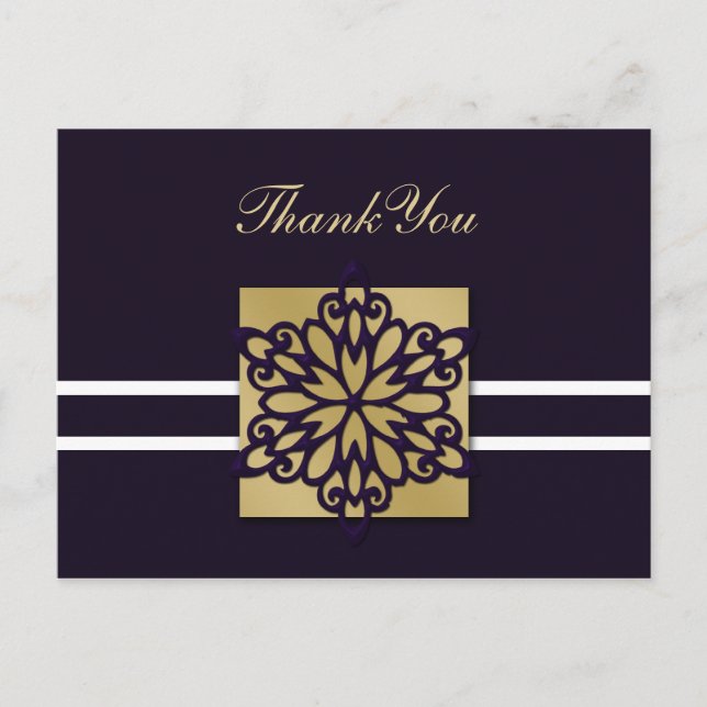 purple winter wedding Thank You Postcard (Front)