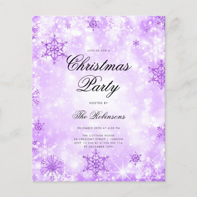 Purple Winter Wonder Holiday Invite Program & Menu (Front)