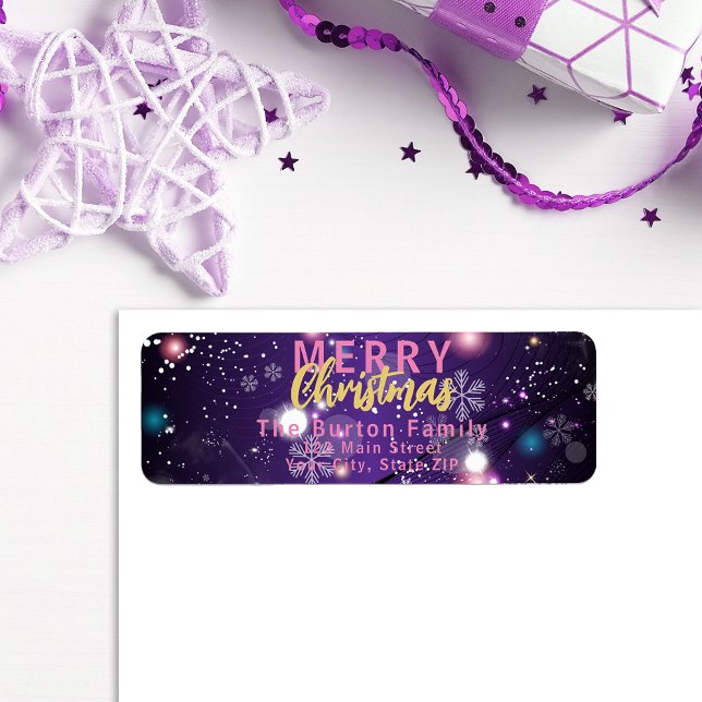 Purple Winter Wonderland Christmas Return Address (Creator Uploaded)