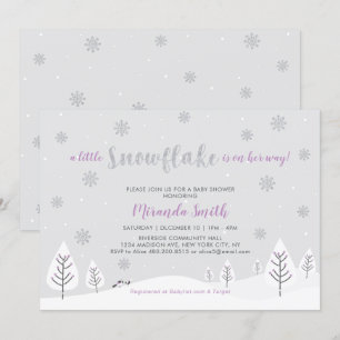 Purple Winter Wonderland Girl Baby Shower/Sprinkle Invitation
