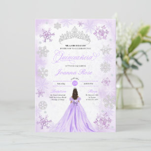 Purple Winter Wonderland Snowflake Quinceanera Invitation