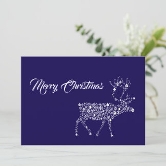 Purple wish card Merry Christmas reindeer