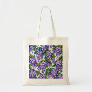 Purple Wisteria Botanical Watercolor Floral Tote Bag