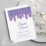 Purple Wisteria Bridal Brunch Shower Invitation<br><div class="desc">Gather under the wisteria vines in spring for a beautiful garden,  bridal shower.  An adorable,  multidimensional edge of violet purple wisteria vines at top.  A cute watercolor bicycle graphic on reverse with registry info.





Credit original wisteria graphic to Vecteezy.com</div>