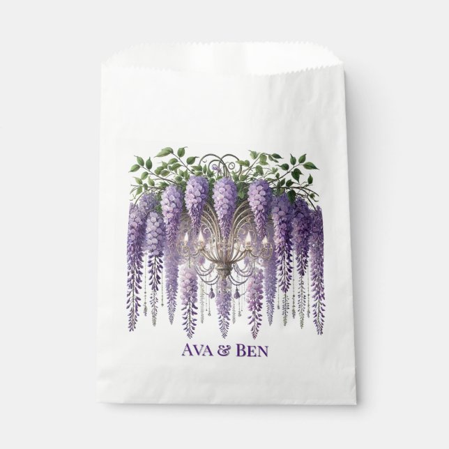 Purple Wisteria Chandelier Wedding Favour Bag (Front)