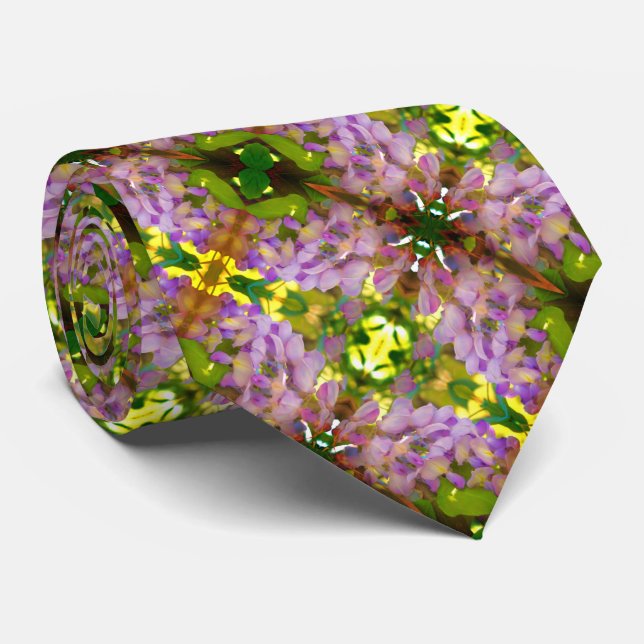Purple Wisteria Flower Abstract Pattern        Tie (Rolled)