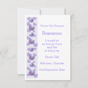 Purple Wisteria Heart Design Flower Girl Request Invitation