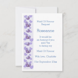 Purple Wisteria Heart Maid Of Honour Request Invitation