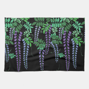 Purple Wisteria Japanese Floral Kimono Kitchen Towel