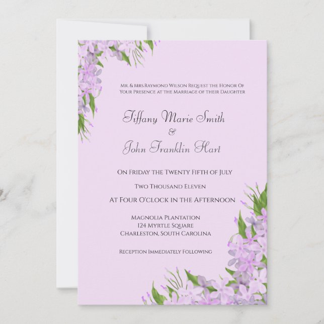 Purple Wisteria Mariage Invitations (Devant)
