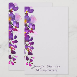Purple wisteria personalized stationery