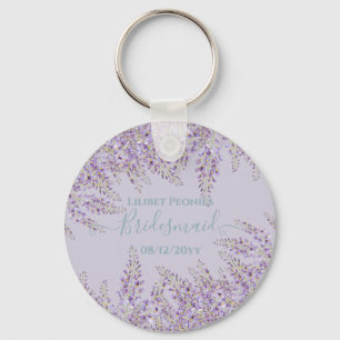Purple Wisteria Sage Floral Garden Wedding Keychain