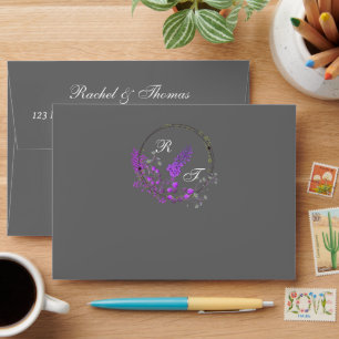 Purple Wisteria Themed Wedding Envelope