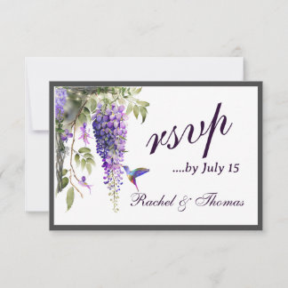 Purple Wisteria Themed Wedding RSVP Card
