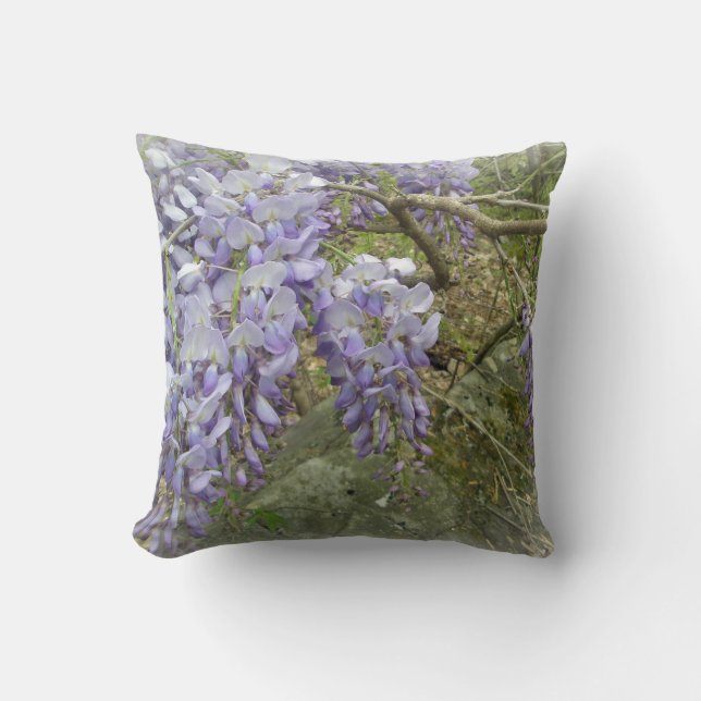 Purple Wisteria Throw Pillow (Front)