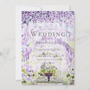 purple wisteria tunnel  wedding invitation 
