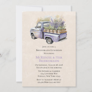 Purple Wisteria Vintage Truck Bridesmaids Luncheon Invitation