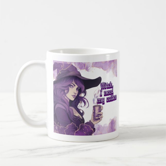 Purple Witch drinking a cup of coffee  (Left)