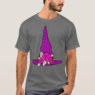 Purple Witch Hat Fancy Leopard Animal Print Roses T-Shirt