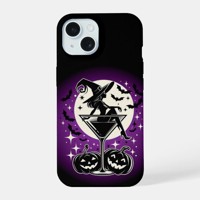 Purple Witch Martini iPhone 15 Case (Back)