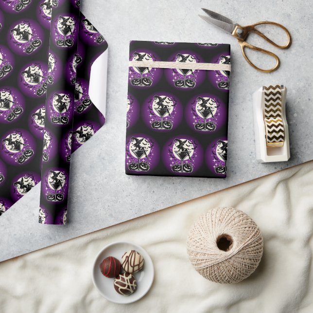 Purple Witch Martini Wrapping Paper (Crafts)