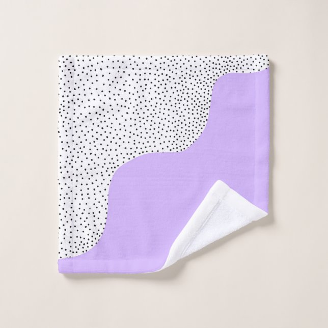 Purple with black dots on white background  wash cloth (Wash Cloth)