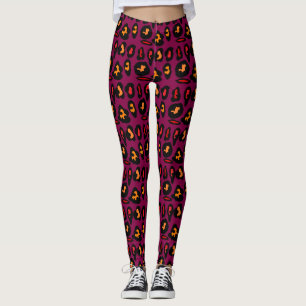 Purple with black red and marmalade tiny patterns leggings