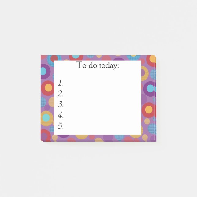 Purple with Colourful Dots Post It Note (Front)