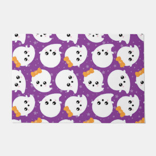 PURPLE WITH CUTE LITTLE WHITE GHOSTS DOORMAT