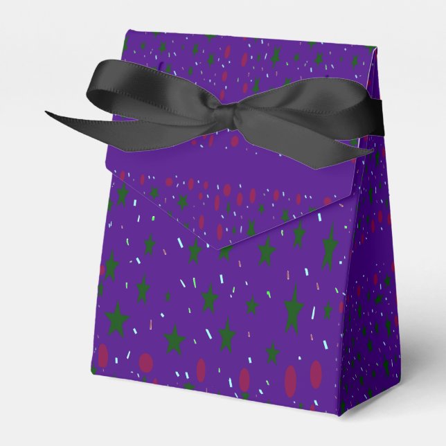 Purple with dark red green patterns pretty favor box (Front Side)