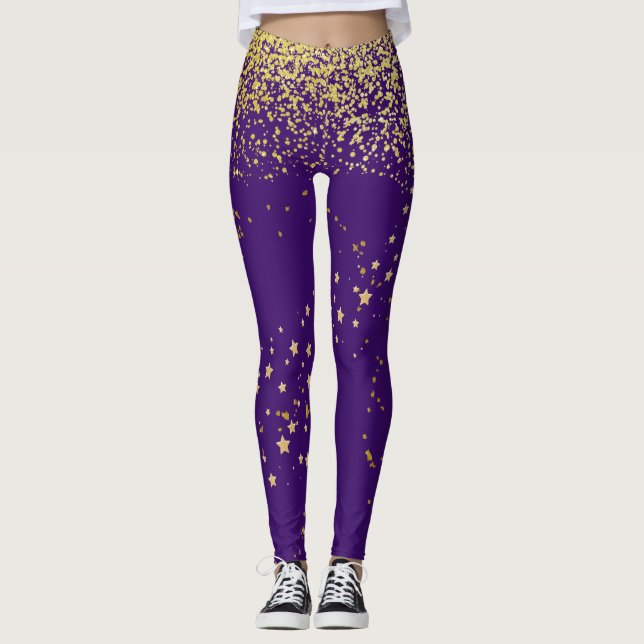 Purple with Gold Accent Leggings (Front)