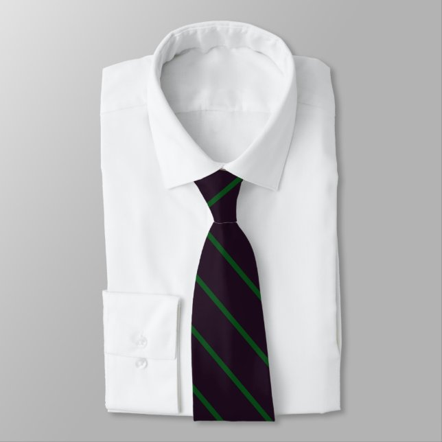 purple with green diagonal striped classic tie (Tied)