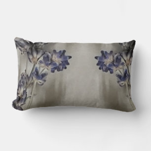 Purple With Grey Floral Lumbar Pillow