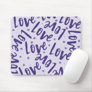 PURPLE WITH HAND DRAWN RANDOM LOVE MOUSE PAD